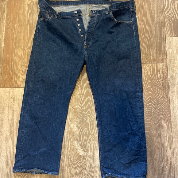 Levi's Original 501 Button Fly Denim Pre-washed Straight Leg Jeans 44x27 - Picture 4 of 16